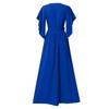 Women's Casual Color Irregular Flared Sleeves Loose V Neck Long Dress