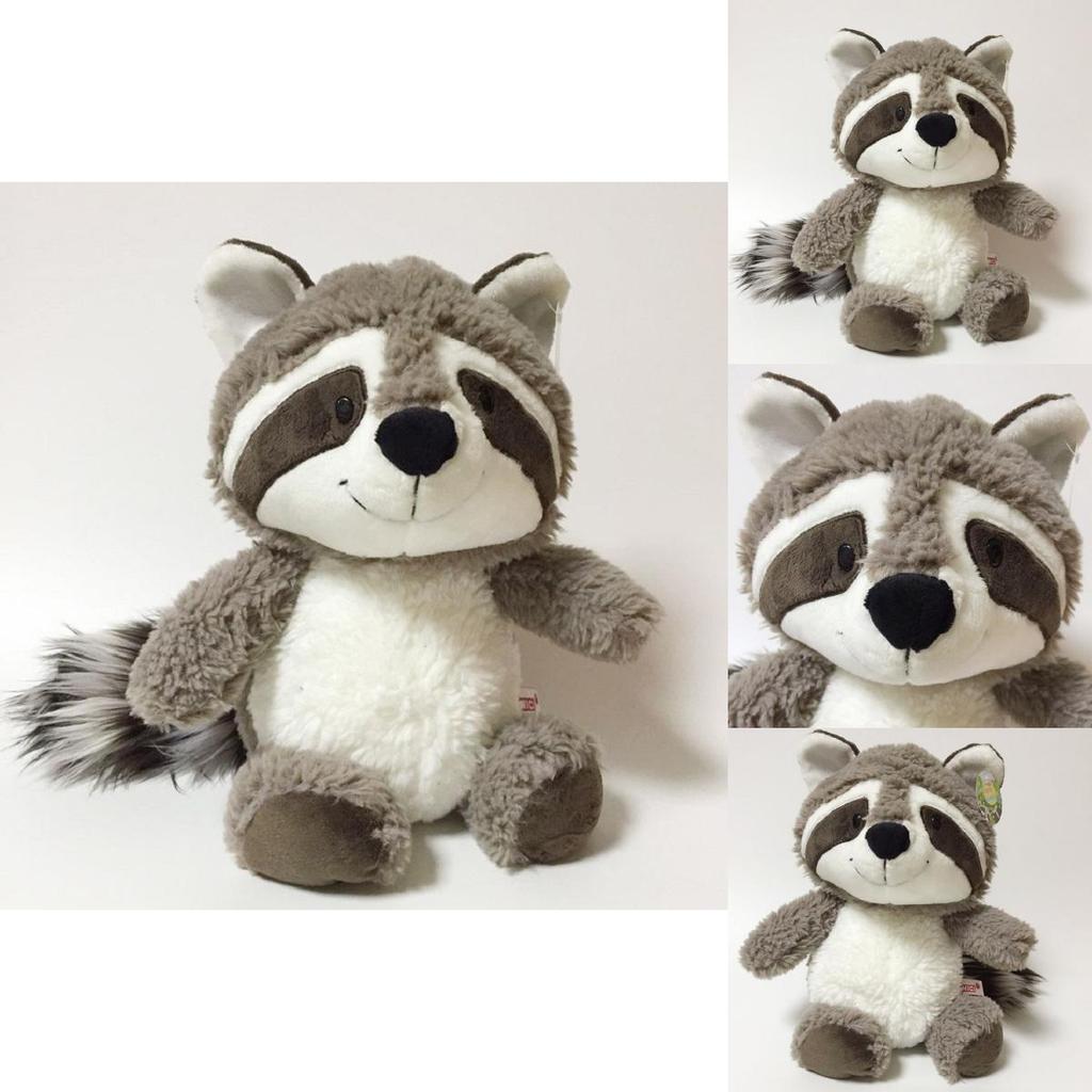 Adorable Big Tail Gray Raccoon Plush Doll Soft Stuffed Animal For Childrens Gift