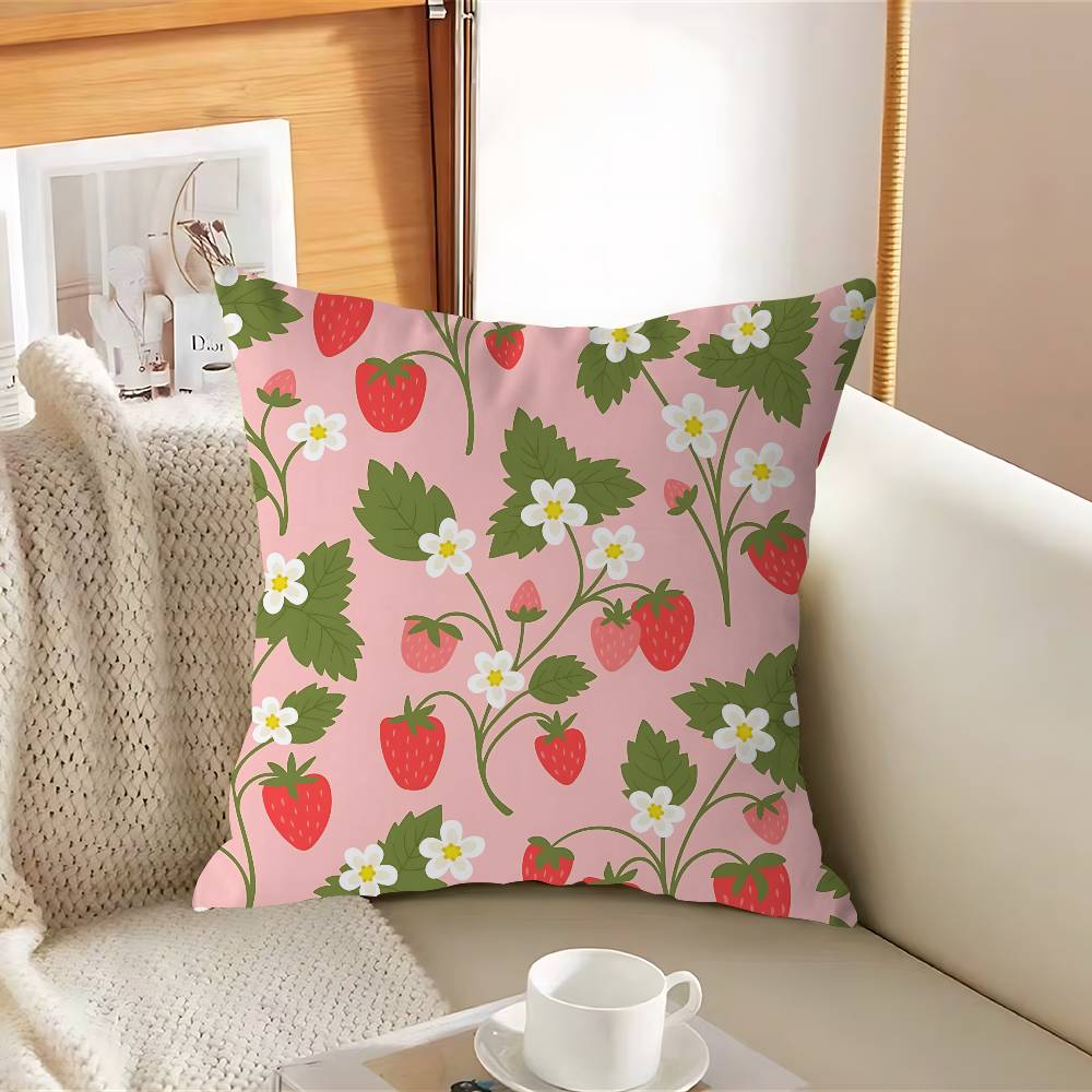 S-strawberry Cute Kawaii Cushion Cover Inches Farmhouse Decor Home Throw Pillow Covers For Couch Decorations