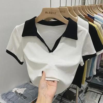 Modaya Uygun Avrupalı Kadın Kısa Kollu Polo Tişört