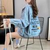 Denim Jackets Women Streetwear Oversized Jeans Coat Bf Korean Vintage Letter Embroidery Loose Casual All Match Outwear