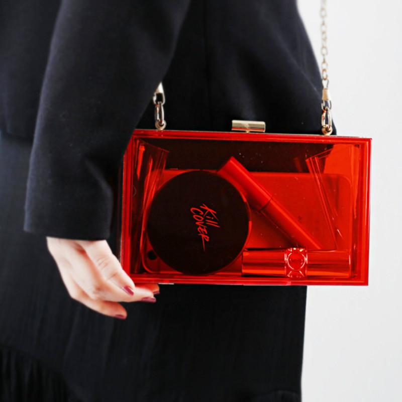 Womens Bags Handbags PVC Shell Evening Clutch Bags Ladylike Solid Transparent Purse Chain Shoulder Bag