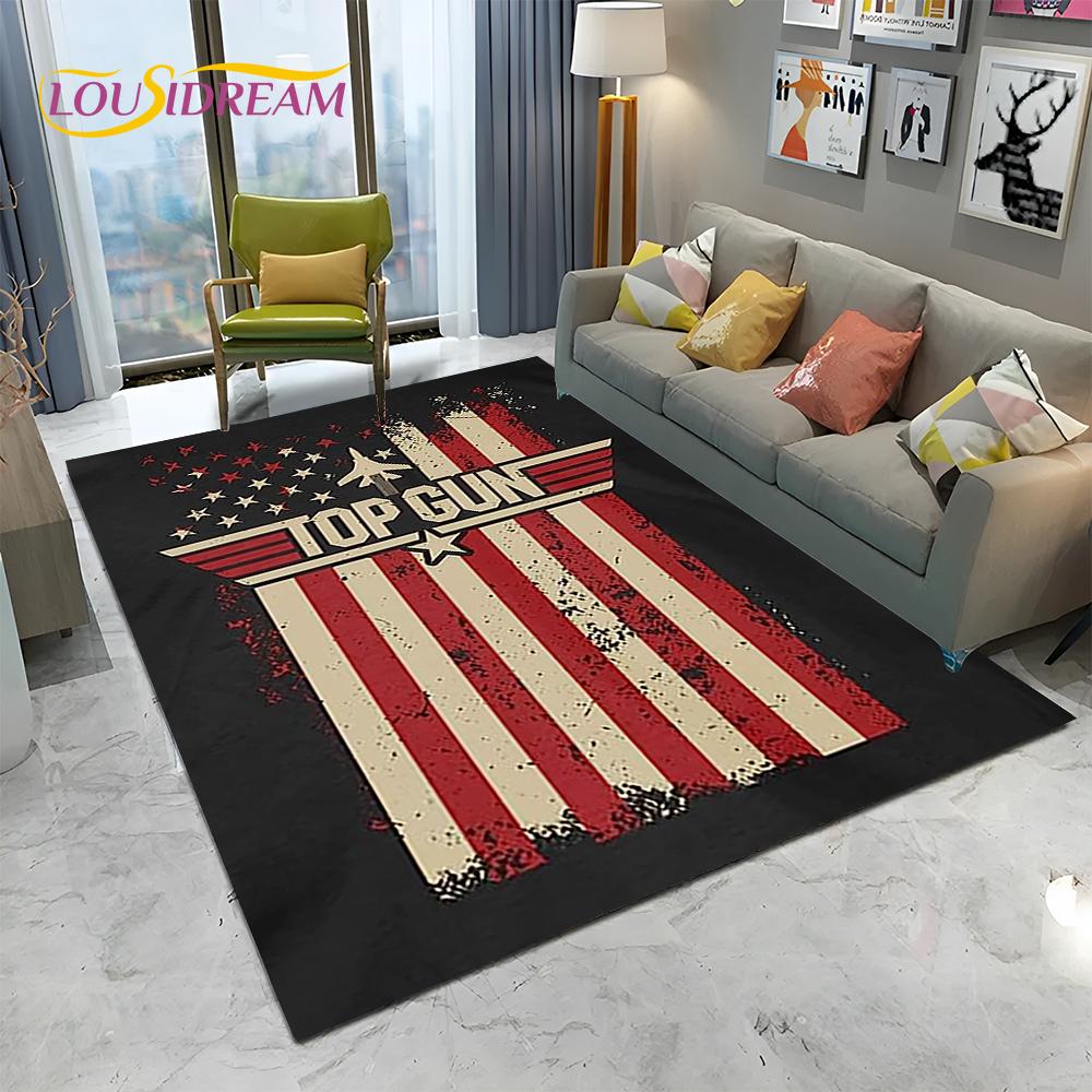 Classic Movie Top Gun Sign Tom Cruise Carpet Rug for Home Living Room Bedroom Sofa Doormat Decor,kid Area Rug Non-slip Floor Mat