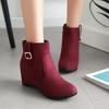 Plus Size Womens Ankle Boots Low Shaft Wedge Heel Plain