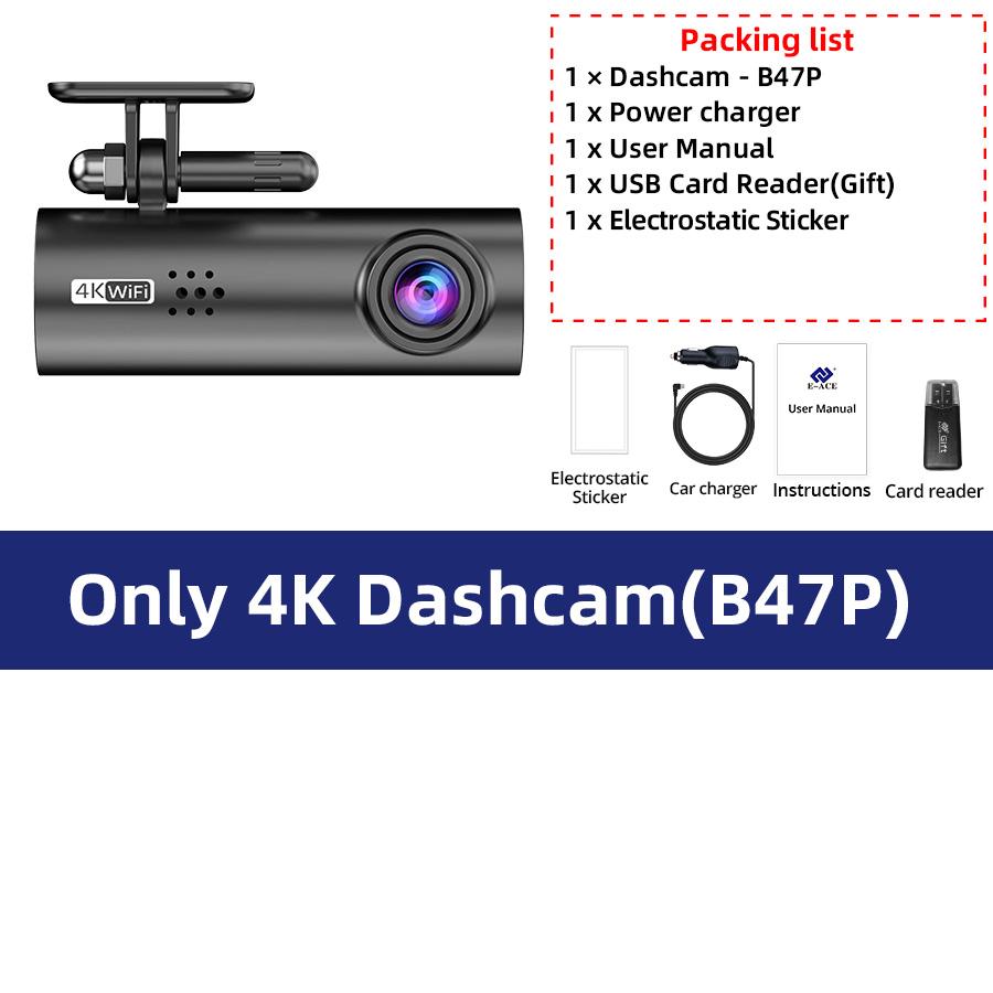 

ACCEO 4K Smart Dash Cam WiFi APP Control UHD GPS Front and Rear 24H Parking Night Vision Auto Dashcam Car DVR Black Box For Car None