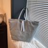 Canvas Bag Women's Large Capacity 2025 New Versatile Simple Leisure Single Shoulder College Student Class Tote Bag