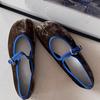 Tabi Split-Toe Ballet Flats Shoes Women Spring Autumn Velvet Buckle Strap Mary Jane Elegant Flannel Soft Ladies Loafers