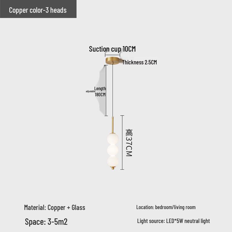 Bauhaus-Style Copper Gourd Chandelier for Living Rooms and Bedrooms