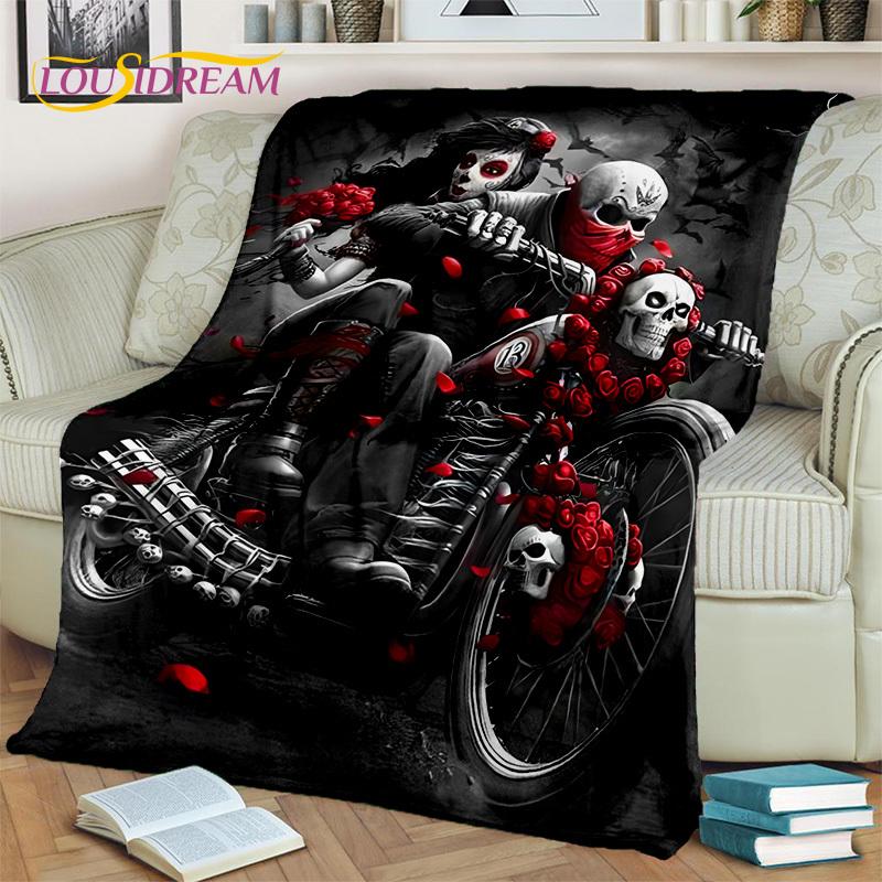 Horror Gothic Weiblicher Schädel Totes Mädchen Decke, Weiche Überwurfdecke für Zuhause Schlafzimmer Bett Sofa Picknick Reise Büro Überdecke Kind
