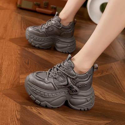 Chaussures de plateforme pour femmes 2025 automne et hiver nouvelles chaussures de sport décontractées polyvalentes à lacets muffin antidérapantes à hauteur intérieure augmentée chaussures pour femmes