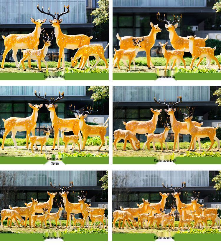 Luminous Fiberglass Sika Deer Sculpture for Garden Lawn Decoration