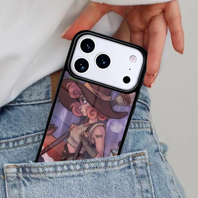 Halloween Witch Girl Art Phone Case for iPhone 16e 15 14 13 12 17 Pro Max Plus Air 17pro Cover Coque