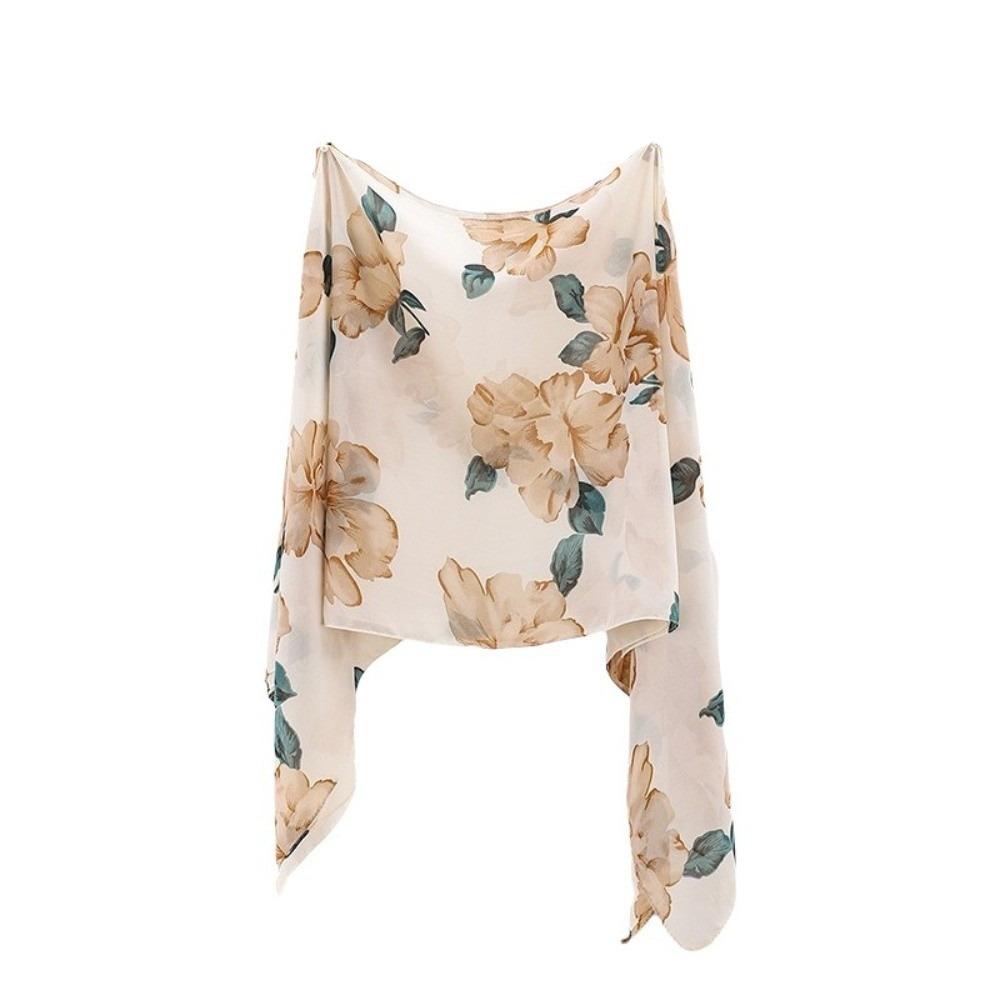 Polka Dot Sunscreen Cover-up Elegant Sheer Shawl Top Casual Beach Cover-Up  Holiday абрикосовый