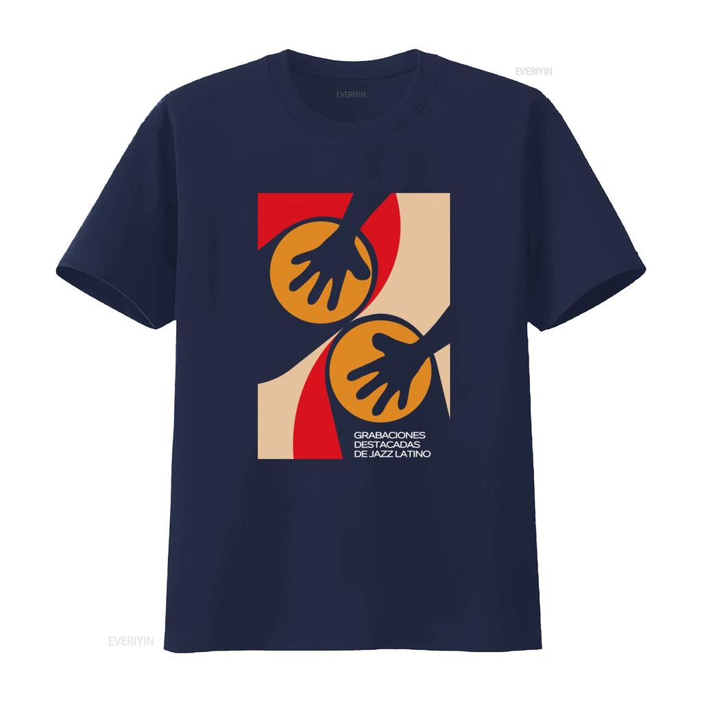 Bongo Conga Trommeln T-Shirt Latin Jazz Musiker Hipster Stylischer Print für Musikliebhaber vintage Gewaschene Mode Vielseitige Grafik