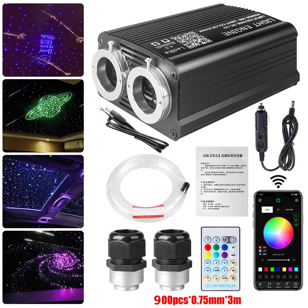 Twinkle RGBW Starry Sky Fiber Optic Smart APPController Car Star Ceiling Light 900~1100pcs for Car Roof Star Optical Fiber Light