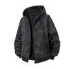 Men's Dark Gray Tie Dye Full Zip Hooded Casual Fleece Sweatshirt Jacket