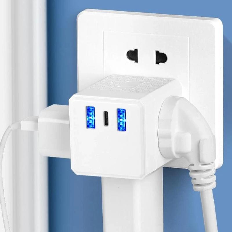 Portable Cube Power Socket With Usb Charging Ports Multiple Ac Outlets For Home Office Travel Business Trips