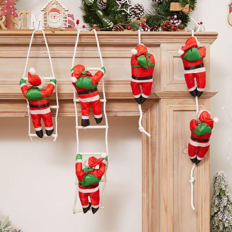 Santa Claus Climbing Rope Ornament with Sponge - Single/Double/Triple Ladder Options for Christmas