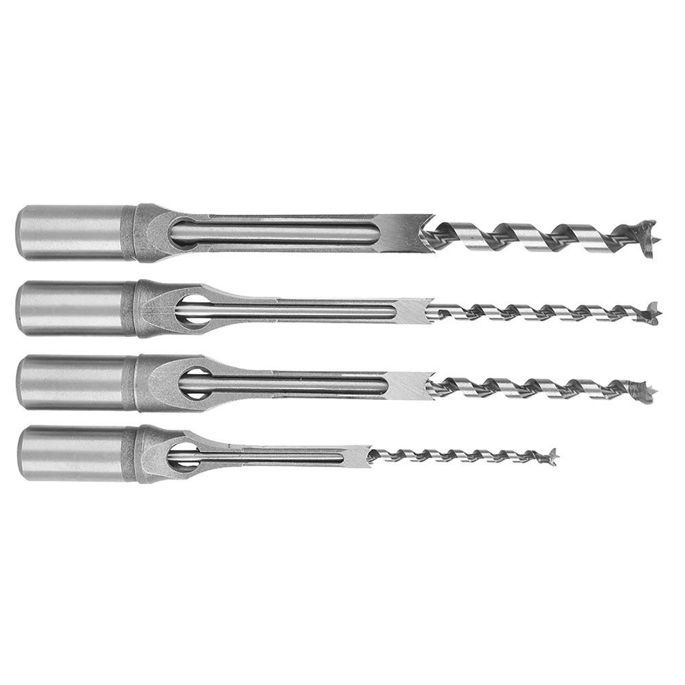 4pcs 1/4 5/16 3/8 1/2 Inch Square Hole Drill Bits Square Hole Mortising Chisel Woodworking