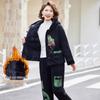 Women's Chinese Style Winter Hooded Embroidered Two-Piece Set