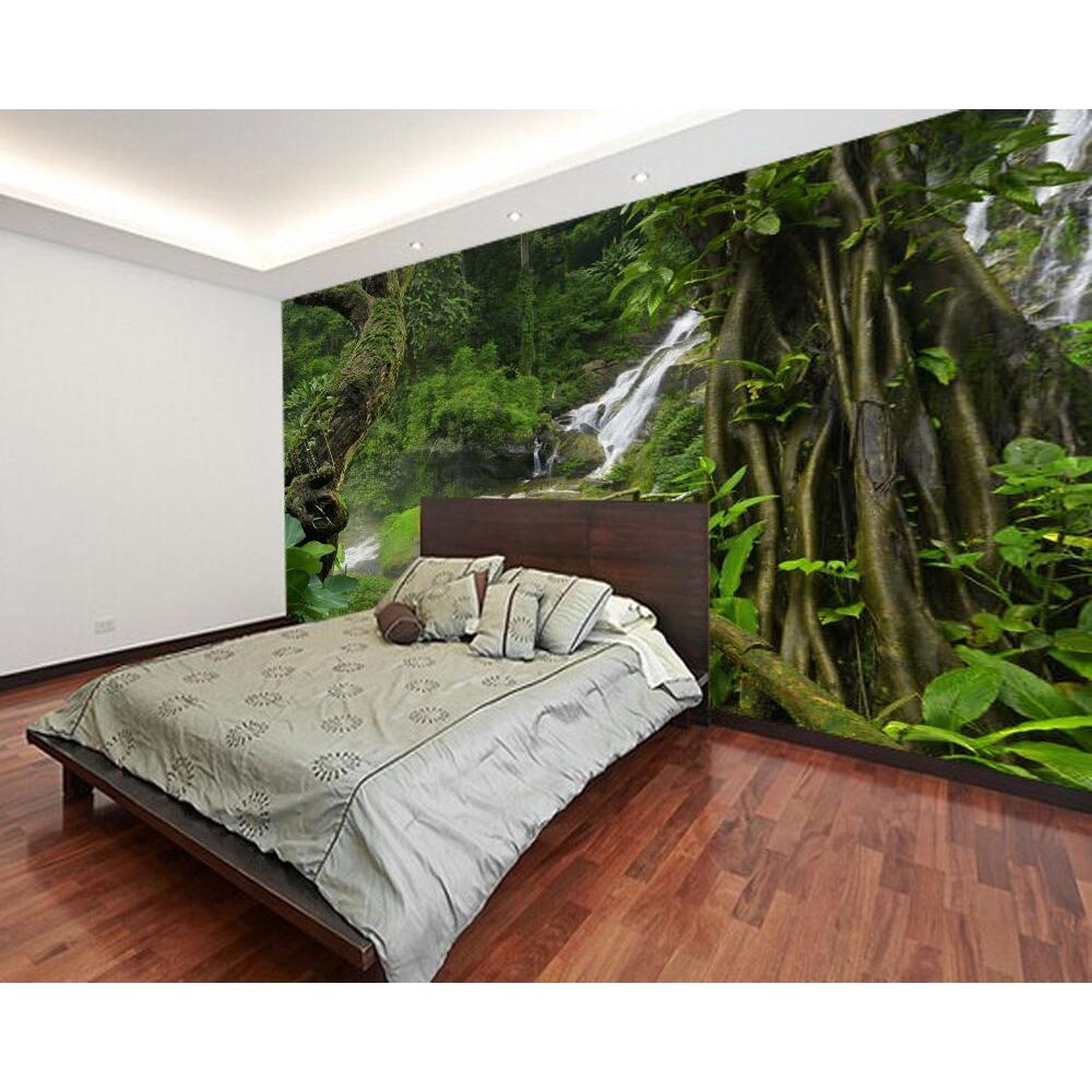 Forest Mural Waterfall Wall Murals Wooden Bridge Nature Landscape 3d Wallpaper Living Room Bedroom Restaurant Mural