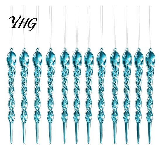 Elegant Christmas Home Decorations 12Pcs Colorful Spiral Icicle Ornaments, Acrylic Twisted Ice Bar Hanging Decor Durable Transparent Crafts for Tree,