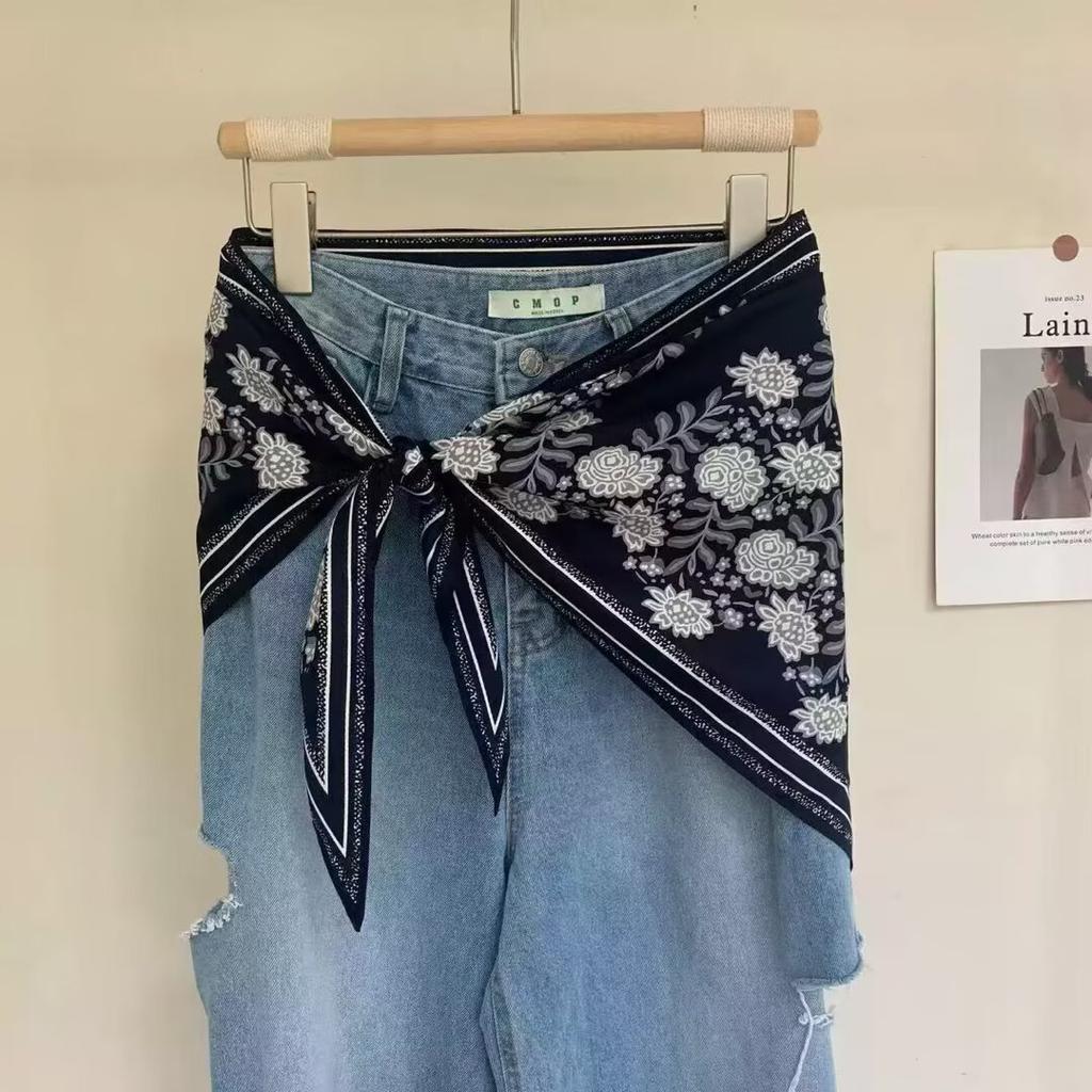 Summer 1116 New Twill Cool Triangle Scarf Women's Fashion Versatile Neck Protection Scarf Thin Sunscreen Outer Scarf