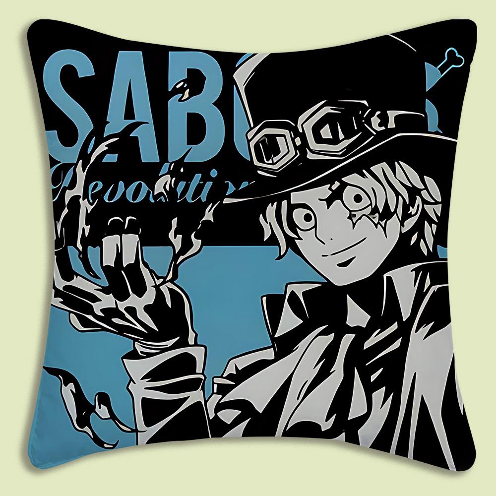 Anime One Pieces L-Luffy Pillow Covers Cartoon Sofa Decorative Home Double-Sided Printing Short Plush Cute Cushion Cover