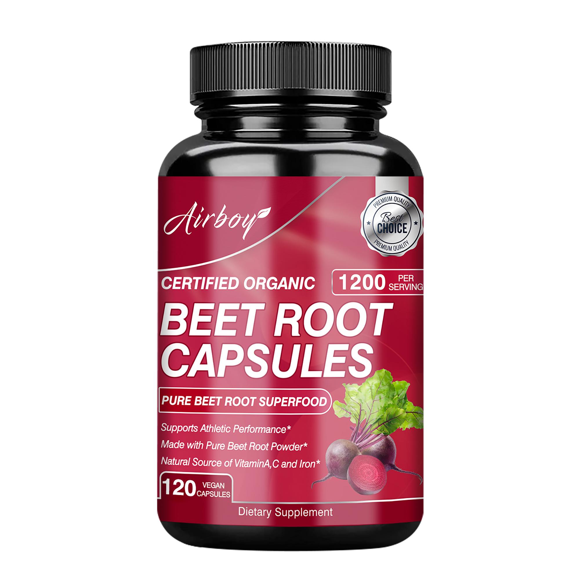 Cápsulas de beterraba, altamente absorvíveis, 1200 mg de pó de beterraba orgânica por dose, adequadas para homens e mulheres. 120*1 pink