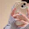 Korean Aesthetic Glossy Origami Texture Glitter Case For Iphone 14 13 12 11 Pro Max Cute Plain Wavey Shockproof Soft Cover Funda