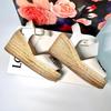 Used [23.5cm] LOEWE Anagram Wedge Espadrille Sandals White