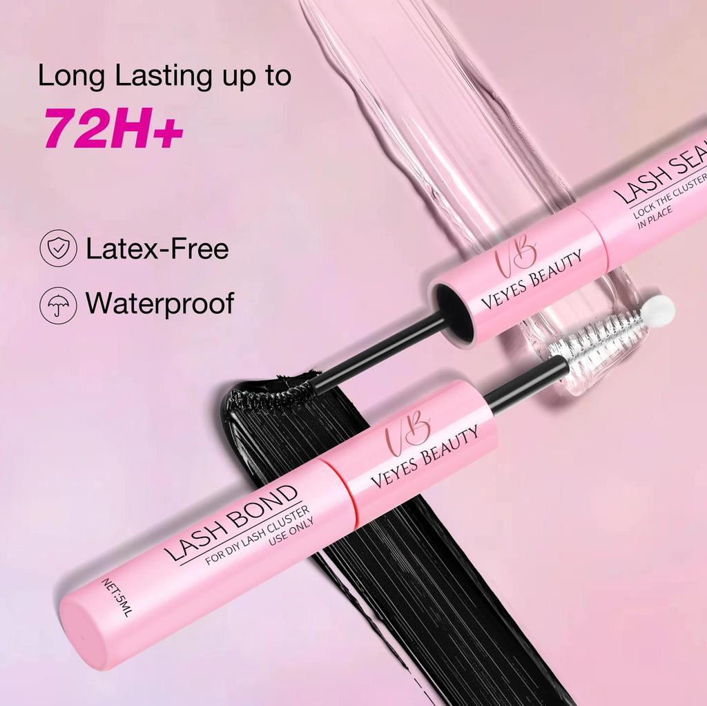 veyesbeauty 2 In 1 Lash Bond & Sealant with Ballpoint Spoolie for DIY Lash Extensions