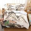 Ink Painting King Queen Duvet Cover Chinese Landscape Painting Bedding Set Adults Idyllic Scenery Mountain Polyester Quilt Cover