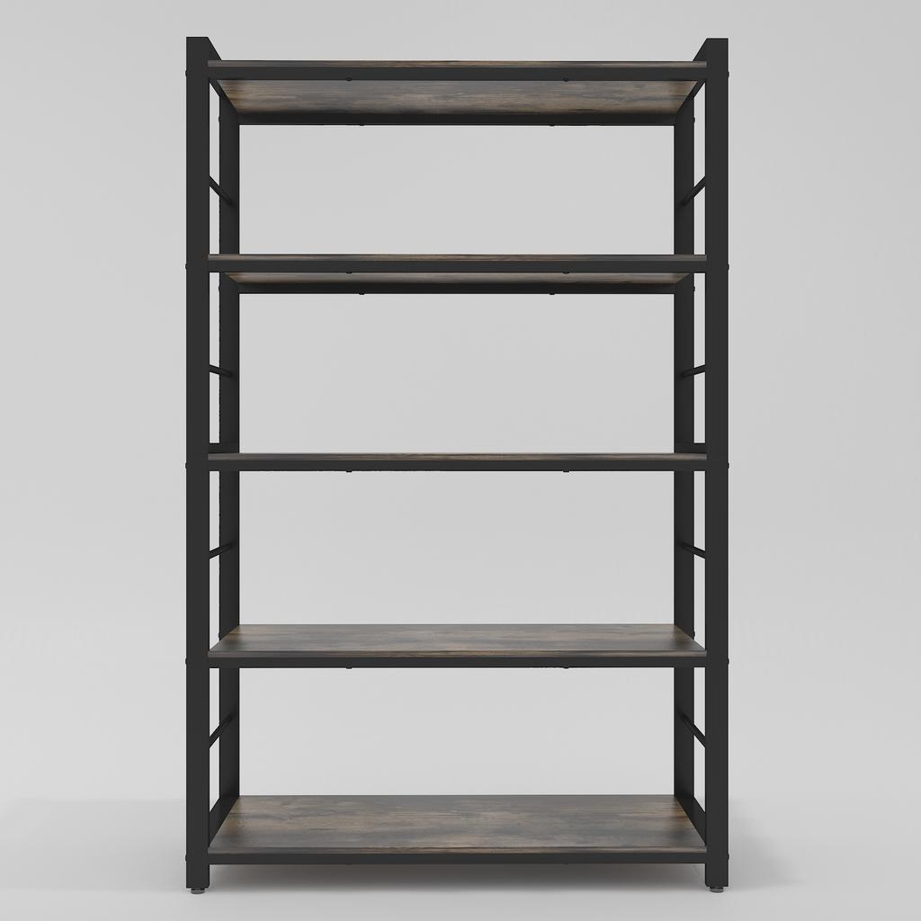 NAIYUFA Bakers Rack,Microwave Oven Stand 5 Tier Utility Storage Shelf with Hooks,Multifunctional Wood Shelf for Kitchen,Bathroom,Livingroom,Storehouse