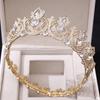 2026 Bridal Jewelry European and American Retro Handmade Round Red Crown, Alloy Rhinestone Headgear Wedding Jewelry Crown