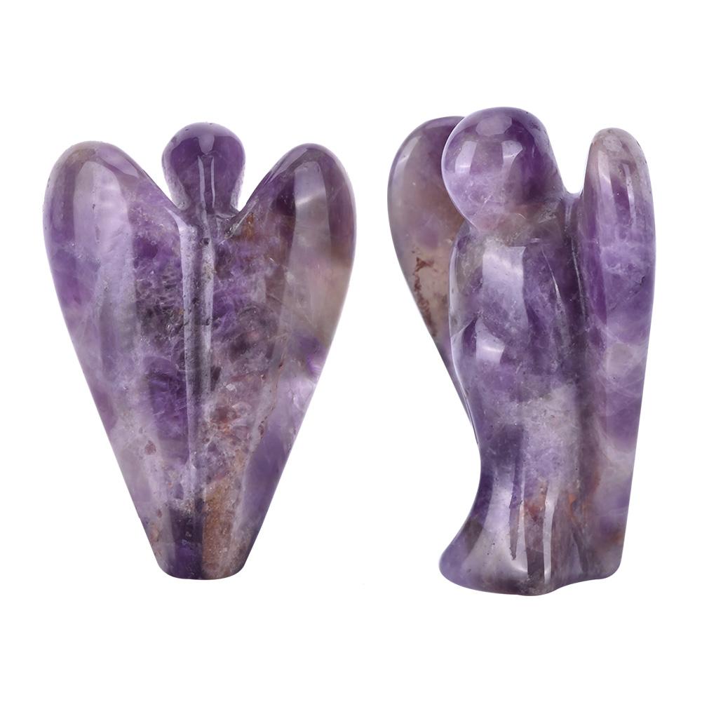 Beautiful Natural Clear Quartz Crystal Healing Power Carved Angel Figurine