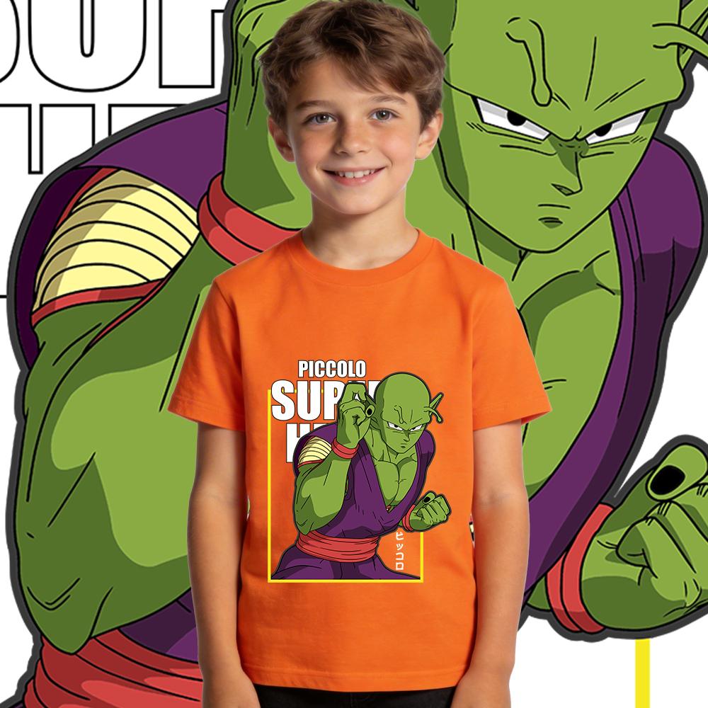 Dbz Piccolo Anime Print Cotton T Shirt Kids Boys Girls Casual Short Sleeve Tee Top Soft Breathable Summer Clothes