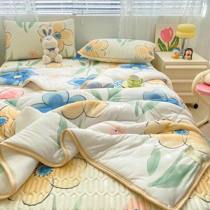 Letní latexová chladící prostěradla s povlaky na polštáře šetrné k pokožce Chránič matrace Potahy s elastickým pásem Klimatizační podložka