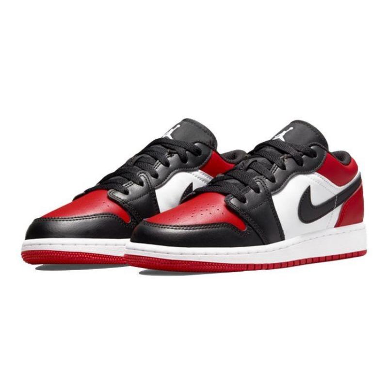 Air Jordan 1 Low GS Leather Low-top Basketball Shoes Black/red Unisex 553560-612