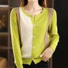 Navava Women Ribbed Color Block Long Sleeve Knit Cardigan Nk3149