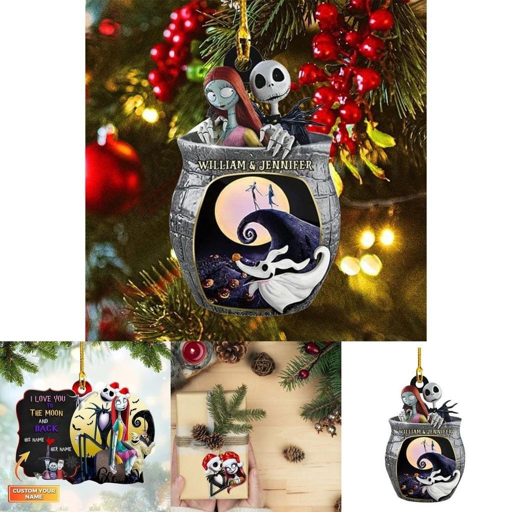 Nightmare Before Christmas Jack Sally Xmas Tree Pendant Halloween Decor Acrylic Gift