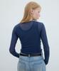 Yusentig Layered Slim Shirred T-Shirt Blue Aw5Se23022