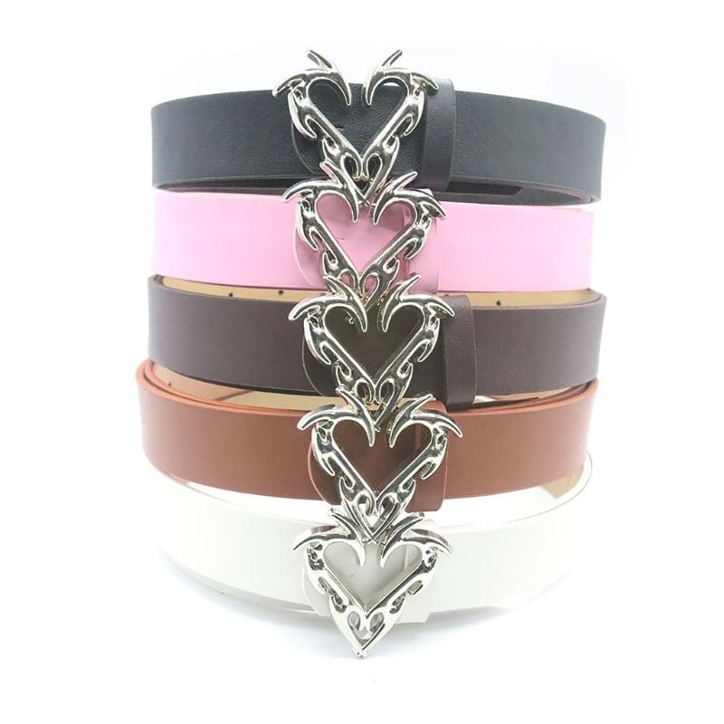 Lady Waist Belt Punk Chain for Cowboy Cowgirl Carved Heart Buckle Retro Buckle Waist Chain Casual Belt