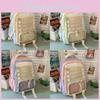 Fresh Style Nylon Dualcolor Backpack With Transparent Pocket For Middle School Students