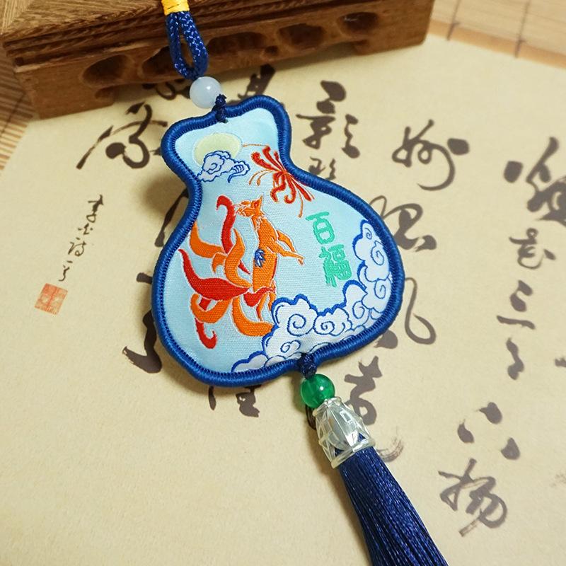 New Style Ancient Embroidery Scented Sachet with Tassels - Peace & Fortune Pendant