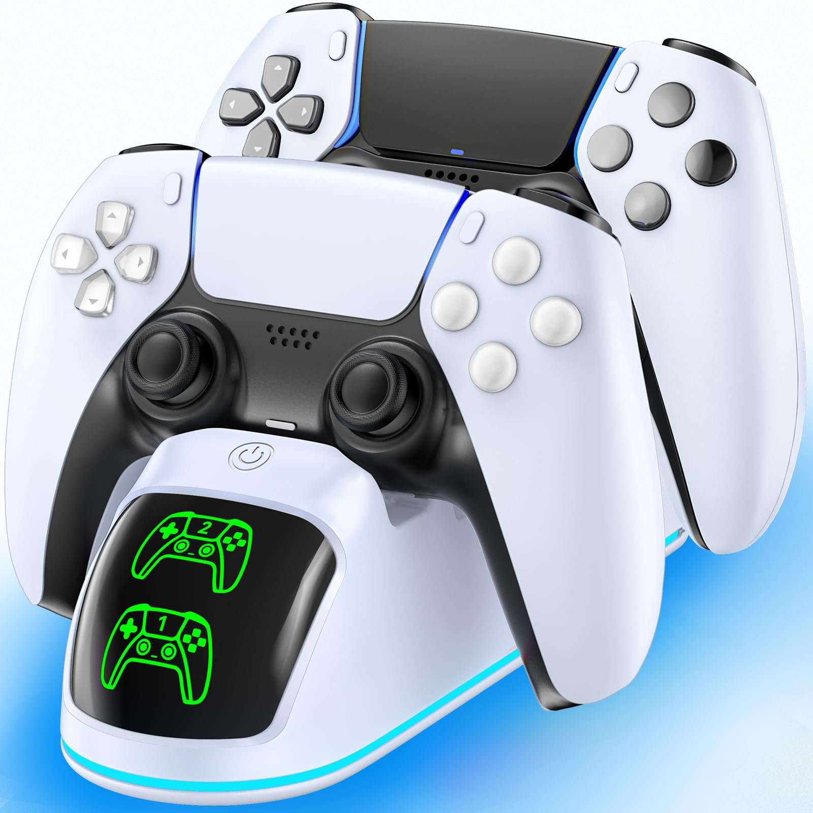 

PS5 Controller Charging Simultaneous Fast Charging for Two Simply Place the Controller on the Prevents Features RGB Includes Japanese Instruction білий