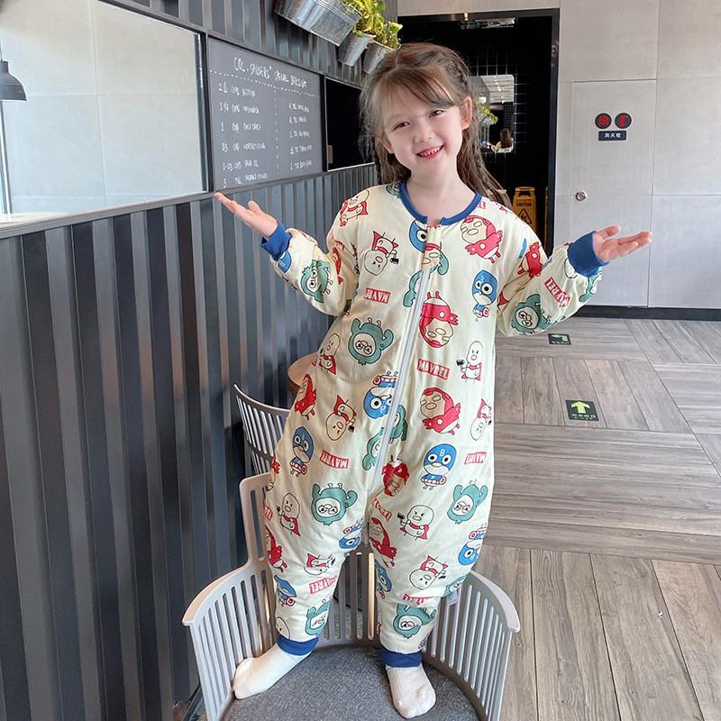Cotton Toddler Sleep Sack With Legs Winter Warmth Anti-Kick Sleeping Bag Kids 3-8 Years