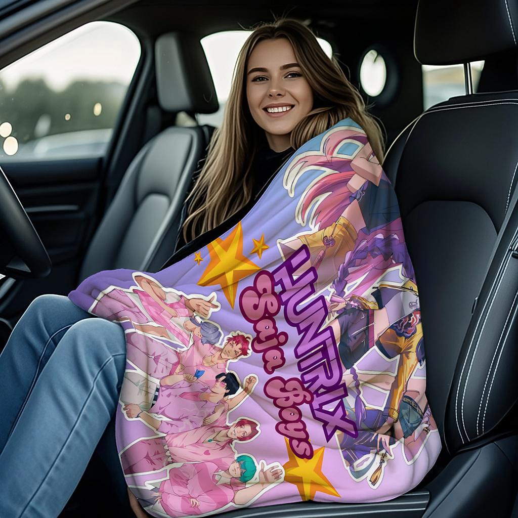 Hot Virtual Girl & Boy Group HUNTR/X & SajaBoys Blanket Cozy Warm Flannel Blanket for Boys Girls for Home Camping Office Decor