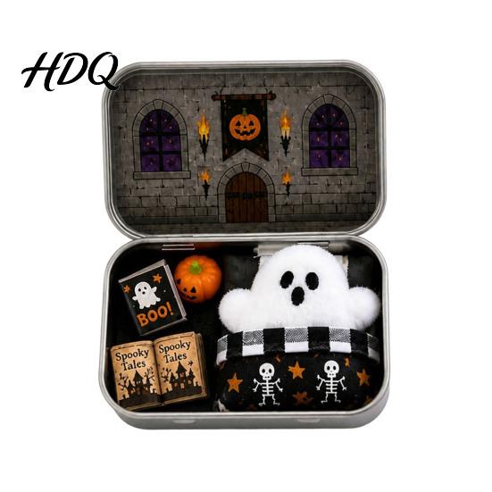 Mini Fairy Tale Book Gift Halloween Tin Box Gift Plush Ghost