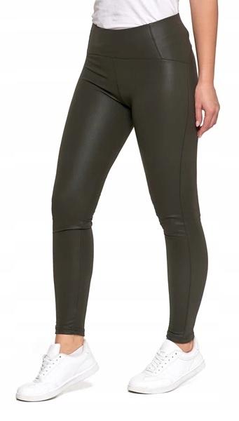Women's Leggings Imitating Leather with High Waist Fashionable Stylish MORAJ M khaki